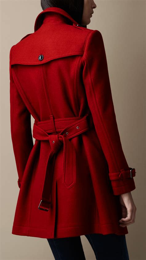 burberry damson red|Burberry Midlength Wool Blend Trench Coat in Red .